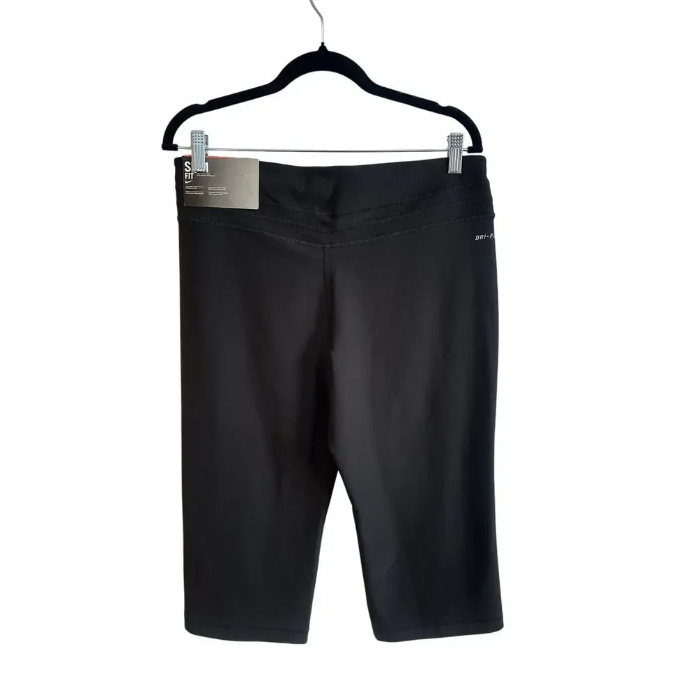 Nike Y2K NWT Deadstock Capri Leggings Black Athletic Pants Sz L Slim Fit